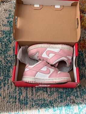 Nike Kids' Pink and White Low-Top Dunks